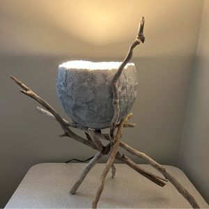 Lake Michigan Driftwood and Handmade Paper Lamp / Light from Junk Mail Pulp
